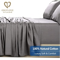 Parure de draps ajustés en lin/coton 300 fils, soyeux, respirants et rafraîchissants, de luxe, modernes, pour hôtels (vente en gros)