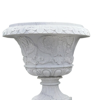 Urne en marbre blanc, pot de fleurs, sculpture, décoration extérieure pour parc et aménagement paysager