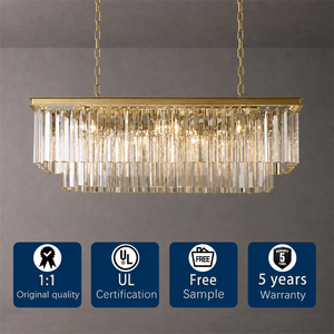 Lustre en cristal rectangulaire Odeon style années 20 pour salon, villa, éclairage suspendu, décoration de luxe pour la maison - Product Image 1