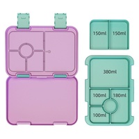 Boîte à lunch bento pour enfants, thermos anti-fuite, 4 compartiments, sans BPA, utilisable au micro-ondes, grande capacité, portable, rectangulaire, pour filles et garçons