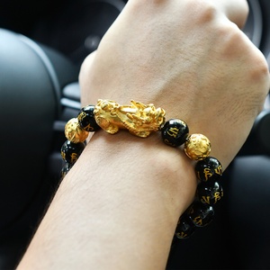 <span class=keywords><strong>Bracelet</strong></span> de richesse Feng Shui en <span class=keywords><strong>obsidienne</strong></span> noire, bijoux en or F430, best-seller, pierre naturelle <span class=keywords><strong>Pixiu</strong></span> pour hommes - Product Image 2