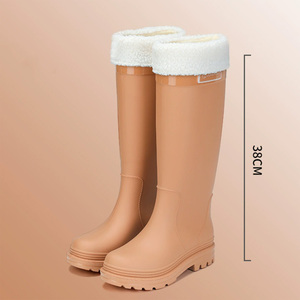 Phong Cách Đa Màu Sắc PVC Xu Hướng Thời Trang Bông Lót Không Thấm Nước Chống Trượt Mùa Đông Over-The-Đầu Gối Ưa Thích Phụ Nữ Của Mưa Khởi Động - Product Image 1