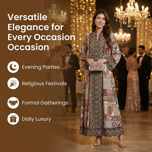 Nuevo Estilo, Vestido Musulmán de Chifón Rojo con Estampado Elegante y de Lujo para Mujer, Proveedor Mayorista - Product Image 5