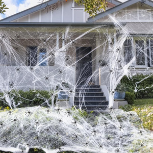 Cadılar bayramı örümcek ağları süslemeleri ile ekstra örümcekler Uper sıkı Cobwebs cadılar bayramı dekor için kapalı ve açık - Product Image 6