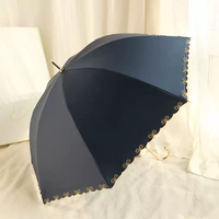 Parapluie Droit Femme Anti-UV 90cm Protection 100% UV UPF50+ Léger Durable Anti-Vent Baleines en Fibre de Verre Ouverture Manuelle