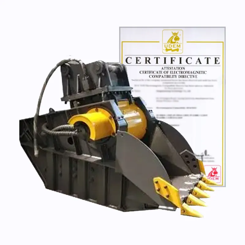 Construction Works Excavator Rock Bucket Crusher With Machinery Test Report