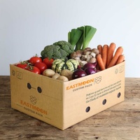 Kartonnen fruitdoos op maat, 5-laags, recyclebaar, met handvat, CMKY/matte laminatie, embossing, stamping, offsetdruk
