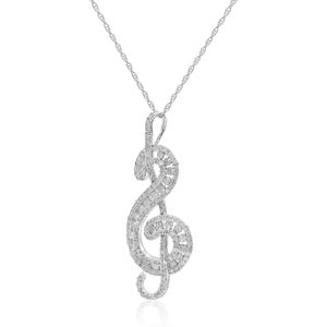 Collar con Colgante de Nota Musical con Diamantes Blancos Jewelspaark, 1.30 Quilates en Total, Plata de Ley Chapada en Rodio, Joyería Moderna para Uso Diario de Mujer - Product Image 2