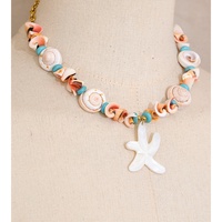 Collier JINYOU 154 style océan, perles en pierre naturelle turquoise, pendentif étoile de mer, collier en acier inoxydable