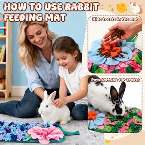 Foraging Snuffle Mat for Small Animals Puzzle <b>Toys</b> Funny <b>Interactive</b> Nosework Feeding Mat for Bunny Hamsters Guinea Pigs Ferret - Product Image 4