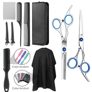Juego de tijeras profesionales para cortar el pelo 9 en 1, Kit mejorado de tijeras de descargar, pinzas para maquinilla de afeitar, capa, BILLETERA, peluquería y barbería - Product Image 1