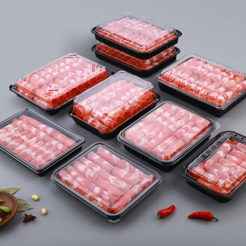 Wholesale Blister Meat Packaging Box With Lid Clear Packaging Box Vegetable Pastry Desserts Food Safe Plastic Food Container