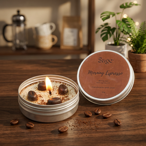 Bougie en cire de soja parfumée au café avec fragrance expresso pour la décoration de la maison, la relaxation et les cadeaux attentionnés - Product Image 6