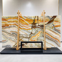 Dalles de comptoirs en onyx et marbre multicolores translucides, polies, étanches et rétroéclairées, de style moderne, pour usage hôtelier, de la marque Refine Stone Supply