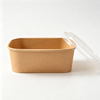 Boîte à repas jetable hygiénique en carton kraft longue durée, avec rebord renforcé et couvercle plat isolé, idéale pour la restauration hospitalière et l'approvisionnement alimentaire