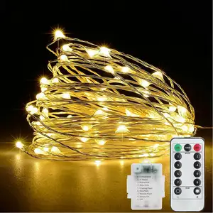 Dây Đèn LED 10M Dây Bạc Vòng Hoa Giáng Sinh Trang Trí Tiệc Cưới Chạy Bằng Pin