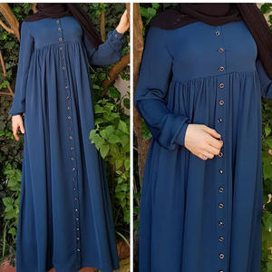 Robe Abaya arabe musulmane couleur unie simple boutonnage taille haute femmes Abaya Dubai robes musulmanes élégant Satin - Product Image 4