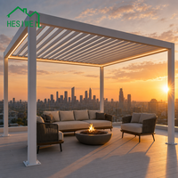Pergola en aluminium à lames rétractables, résistante à la rouille, pavillon extérieur en aluminium avec stores et toit motorisés