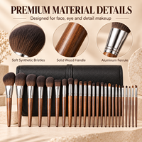 Ensemble de 24 pinceaux de maquillage professionnels pour le visage et les yeux, avec manche en bois massif et poils synthétiques doux, avec étui de rangement