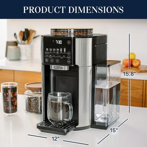 Cafetière DL-13 True Brew avec moulin intégré en acier inoxydable, <span class=keywords><strong>pour</strong></span> une portion individuelle de 8 à 24 oz, <span class=keywords><strong>café</strong></span> chaud ou glacé <span class=keywords><strong>pour</strong></span> la maison - Product Image 1