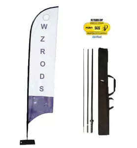 Wisezone Customized New Technology Banners Custom Advertising Beach Flags Open Feather Flag With Pole Kit