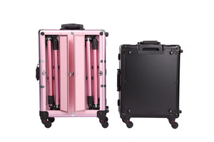 Carrito <span class=keywords><strong>de</strong></span> <span class=keywords><strong>maquillaje</strong></span> cosmético rodante profesional <span class=keywords><strong>de</strong></span> 4 <span class=keywords><strong>ruedas</strong></span> <span class=keywords><strong>de</strong></span> aluminio, <span class=keywords><strong>Maleta</strong></span>, caja <span class=keywords><strong>de</strong></span> tren <span class=keywords><strong>con</strong></span> bolsas y estuches <span class=keywords><strong>de</strong></span> cosméticos <span class=keywords><strong>de</strong></span> caramelo iluminados - Product Image 3