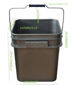 ถังพลาสติกทรงเหลี่ยมมีฝาปิด ขนาด 3.3 แกลลอน/12.5 ลิตร หนา 75 มิล ปากกว้าง บรรจุภัณฑ์พลาสติกแบบสุญญากาศ - Product Image 2