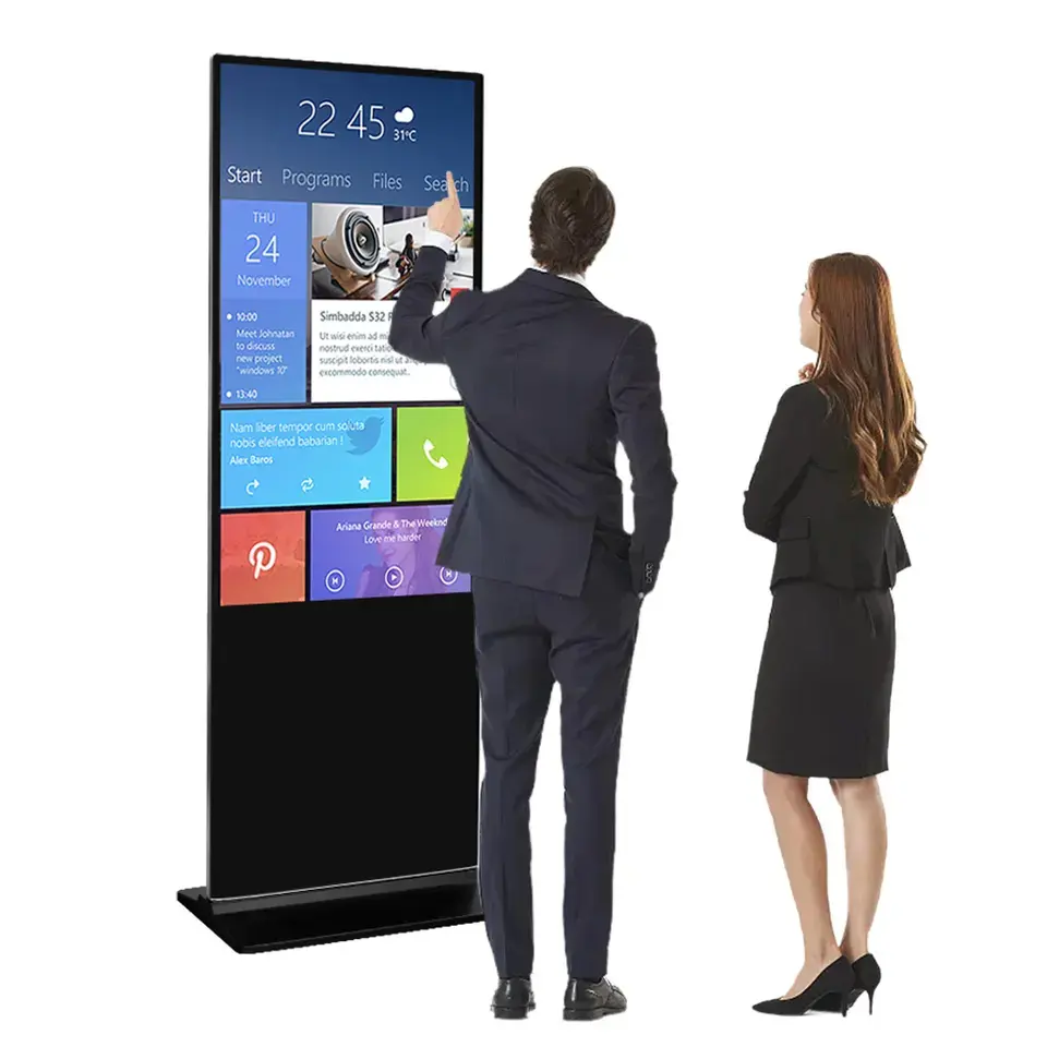 32/43/49/55/65/75 Zoll Boden stehend Digital Signage Stehender Player Kiosk Touchscreen vertikales Totem Digital Touch Signage