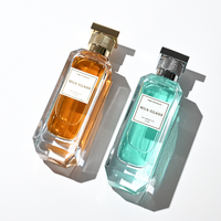 Botella de Perfume Recargable Vacía de 100 ml con Base Gruesa a Bajo Precio, Etiqueta Personalizada, Tapa Rectangular de Aleación de Zinc Zamac con Pulverizador Fino