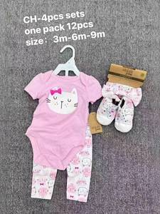 Conjunto de Roupas para Bebês Meninas J25XL com 4 Peças, Body Estampado, Leggings, Faixa de Cabelo com Laço e Sapatos, Conjunto Boutique Infantil - Product Image 2