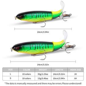 Kit de leurres de pêche en surface, 10 pièces, 35g, 14cm, appâts artificiels durs avec hameçons pour la pêche au bar en eau douce et en eau salée - Product Image 5