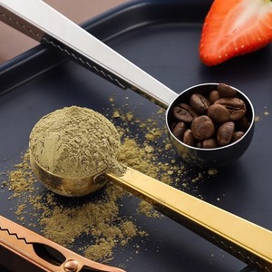 2-in-1 <b>Coffee</b> Scoop Stainless Steel <b>Coffee</b> Powder Measuring Scoop with Sealing Clip Tea Milk Powder Scoop <b>Coffee</b> Accessories - Product Image 1