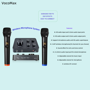 Micrófono UHF de doble canal con efectos de sonido múltiples, mezclador de Karaoke, micrófono inalámbrico profesional compatible con Smart TV Home Theater - Product Image 4