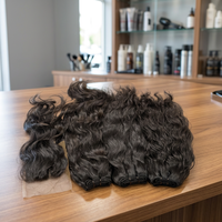 Extensions de cheveux naturels indiens et cambodgiens, ondulés, Remy, trame fine, double épaisseur, couleur brun foncé
