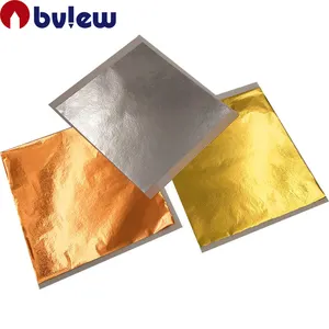 Bview Art 14x14 cm 100 Sheets Imitation Gold Leaf Sheet for Arts Gilding Crafting Decoration