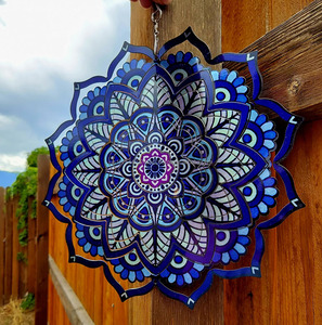 Molino de Viento Mandala al por Mayor, Decoración de Jardín, Molino de Viento Metálico Colgante para Exteriores, Adornos Giratorios para Césped, Esculturas Artísticas - Product Image 2