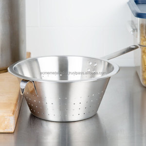 Hot Selling Kitchen Strainer Colander Fruit <b>Vegetable</b> Rice Washing Basket Silver Stainless Steel Colander for Easy Drainage - Product Image 3