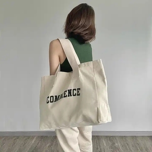 Sac à provisions en toile de coton de grande capacité personnalisé écologique avec logo imprimé personnalisé - Product Image 6