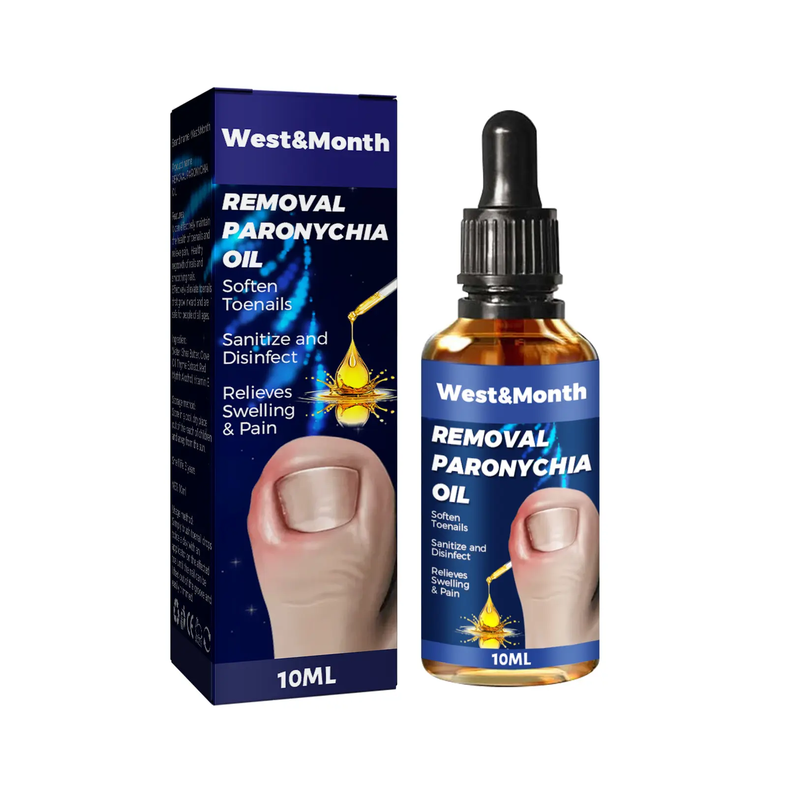 Toptan batı ay 10ml mantar tırnak tedavisi ayak bakımı Serum tırnak mantarı kaldırma jel Anti enfeksiyonu Paronychia onikomikoz