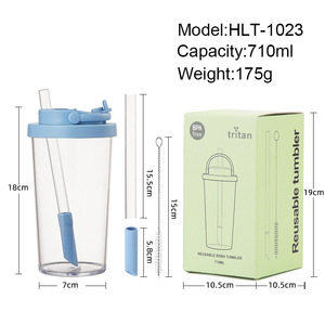 2025 nouveau 710ml Tritan paille tasse grands trous pour sucer perle lait thé <span class=keywords><strong>gobelet</strong></span> haute qualité rétractable paille eau <span class=keywords><strong>gobelet</strong></span> - Product Image 4