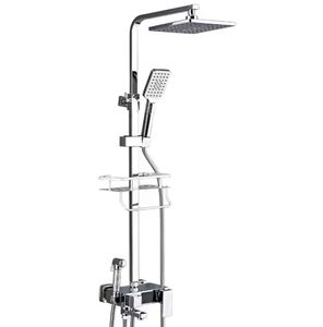 Ensemble de douche en laiton chromé poli <span class=keywords><strong>avec</strong></span> affichage numérique, robinets thermostatiques multifonctionnels, système de douche à effet pluie constant pour hôtels - Product Image 1