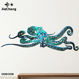 Décoration Murale 3D Pieuvre en Acier Aluminium 100% Antirouille OEM, Art Animal Marin, Revêtement Poudré Transparent, Couleurs et Tailles Personnalisables - Product Image 1