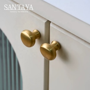 Santaya Solid Antique Brushed Brass Handles Kitchen Cabinet Pulls Bedroom Wardrobe <strong>Drawer</strong> <strong>Knobs</strong> Furniture Bronze Handle - Product Image 1
