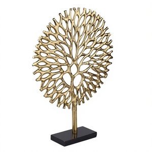 Sculpture d'arbre de luxe plaquée or, centre de table décoratif rond pour la décoration de salon et de maison - Product Image 1