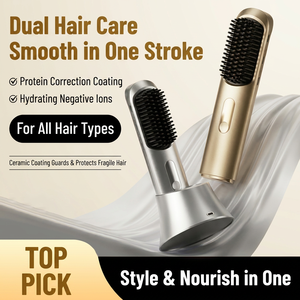 Peigne chauffant électrique sans fil portable, ions négatifs, <span class=keywords><strong>brosse</strong></span> <span class=keywords><strong>lissante</strong></span> pour cheveux sans fil pour les voyages et la maison - Product Image 2