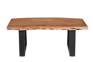 Mesa de centro con patas plegables de hierro/madera, tablero de borde natural, color negro/natural, de madera de acacia, precio al por mayor - Product Image 2