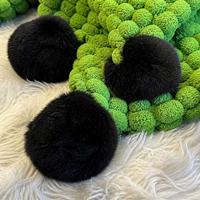 Couverture tricotée à la main Aodu, fil épais, point popcorn, vert haricot, bordure pompons, pour canapé, décoration, fibre de polyester, DIY, vente en gros