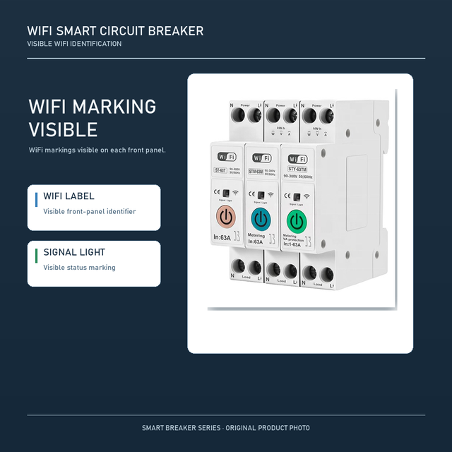 TUYA WiFi Smart Circuit Breaker 1P 63A DIN Rail Remote Control MCB 230V C Curve 6kA for Smart Home Power Management
