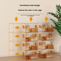 Zoom Golden Hamster Ensemble Complet Moderne Écologique avec Plateau en Plastique, Tunnel à Boutons, Villa Extra Large, Boîte d'Élevage pour Hamsters Nains, Petite Maison