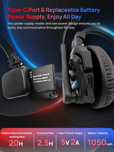 Sistema de Intercomunicación Inalámbrico Full Duplex SYNCO Xtalk X9, Auriculares con Micrófono de Comunicación 2.4G, <span class=keywords><strong>9</strong></span> Usuarios, Equipo de Estudio - Product Image 6